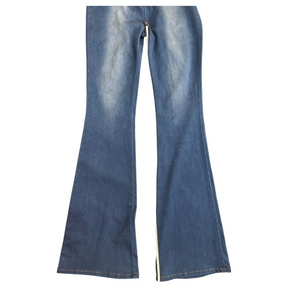 Mitzi Michel Open Back Flared Leg Stretch Denim Jumpsuit Women's Small - Picture 8 of 16